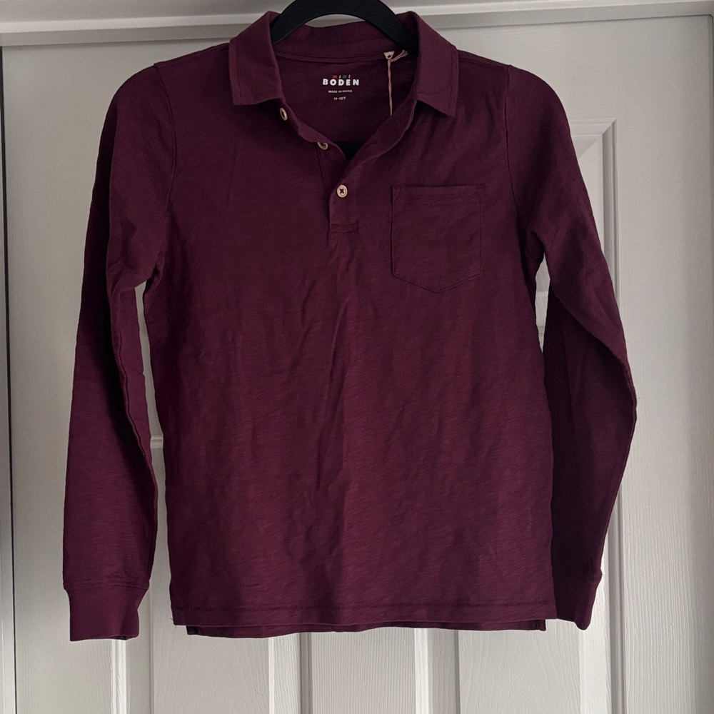 Mini Boden Rich Burgundy Long Sleeve Shirt